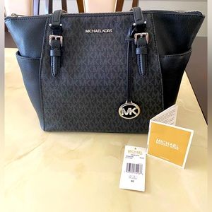 MK Michael Kors Charlotte Large Logo and Leather
Top-Zip Tote Bag